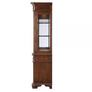 HomeRoots 21" Brown Solid Wood Frame Dining Hutch With Three Shelves And Six Drawers  346970