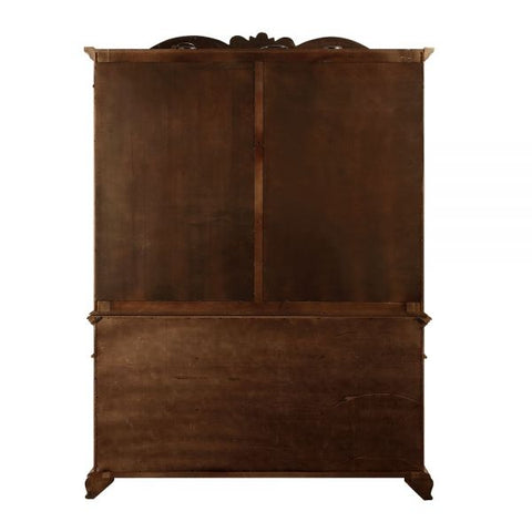 Image of HomeRoots 21" Brown Solid Wood Frame Dining Hutch With Three Shelves And Six Drawers  346970