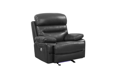 Image of HomeRoots 43" Grey Faux Leather Power Recliner Chair 366318