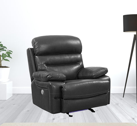 Image of HomeRoots 43" Grey Faux Leather Power Recliner Chair 366318