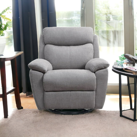 Image of HomeRoots 35" Light Gray Fabric Power Recliner With USB 374131