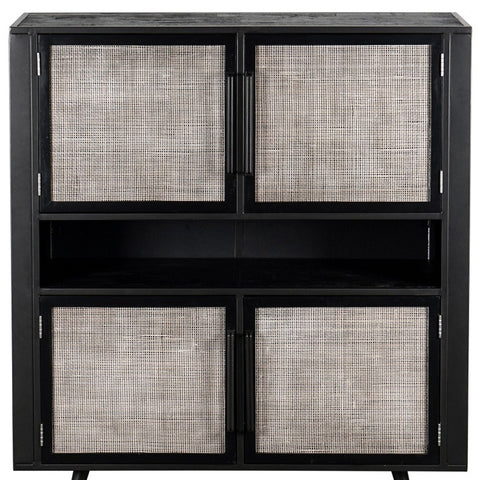 Image of HomeRoots Modern Rustic Black Rattan Double Decker Accent Cabinet 388242