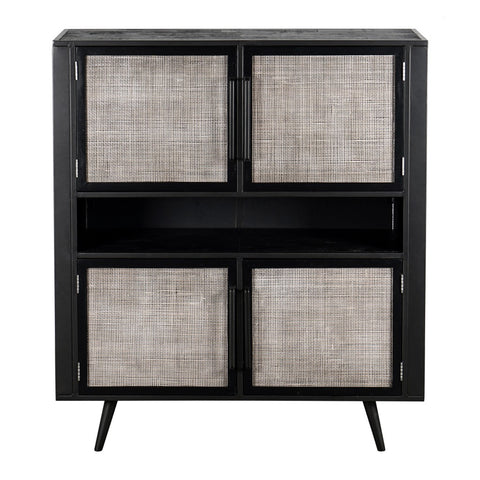 Image of HomeRoots Modern Rustic Black Rattan Double Decker Accent Cabinet 388242