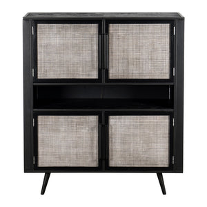 HomeRoots Modern Rustic Black Rattan Double Decker Accent Cabinet 388242