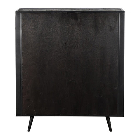 Image of HomeRoots Modern Rustic Black Rattan Double Decker Accent Cabinet 388242