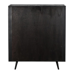 HomeRoots Modern Rustic Black Rattan Double Decker Accent Cabinet 388242