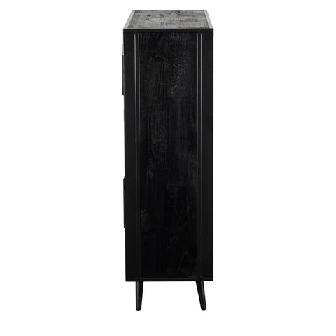 Image of HomeRoots Modern Rustic Black Rattan Double Decker Accent Cabinet 388242