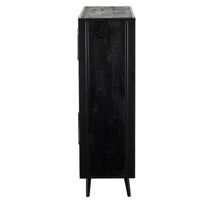 HomeRoots Modern Rustic Black Rattan Double Decker Accent Cabinet 388242