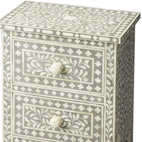 Image of HomeRoots Vivienne Grey Bone Inlay Accent Chest 389723