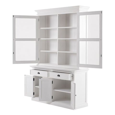 Image of HomeRoots 57" White Solid Wood Frame Dining Hutch With Twelve Shelves And Two Drawers 397834