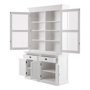 HomeRoots 57" White Solid Wood Frame Dining Hutch With Twelve Shelves And Two Drawers 397834