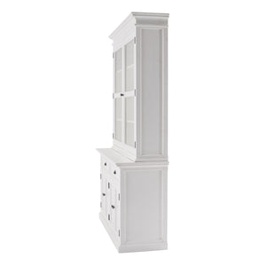 HomeRoots 57" White Solid Wood Frame Dining Hutch With Twelve Shelves And Two Drawers 397834