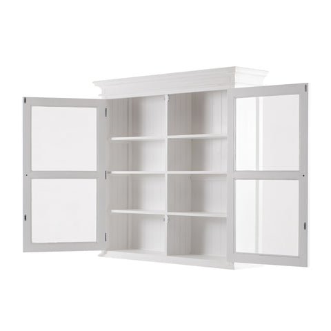 Image of HomeRoots 57" White Solid Wood Frame Dining Hutch With Twelve Shelves And Two Drawers 397834