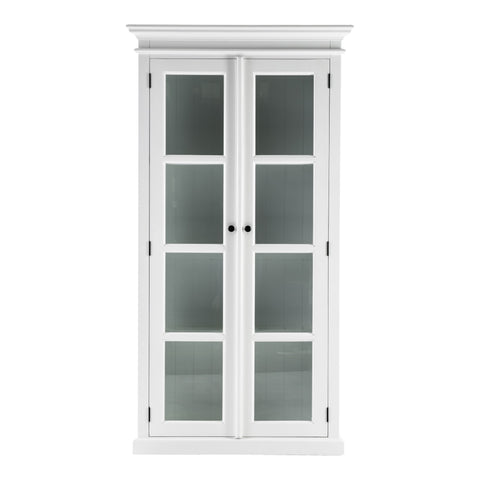 Image of HomeRoots Classic White and Glass Double Door Storage Cabinet 397837