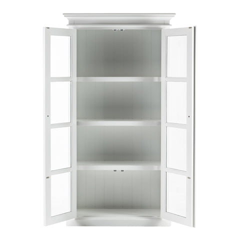 Image of HomeRoots Classic White and Glass Double Door Storage Cabinet 397837