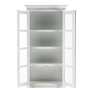 HomeRoots Classic White and Glass Double Door Storage Cabinet 397837