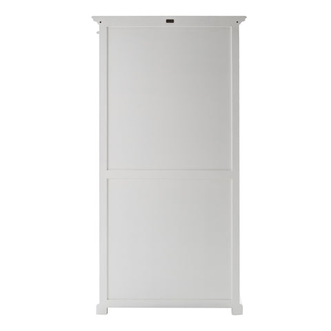 Image of HomeRoots Classic White and Glass Double Door Storage Cabinet 397837