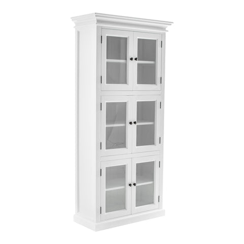 Image of HomeRoots 35" White Solid Wood Frame Standard Accent Cabinet With Six Shelves 397839