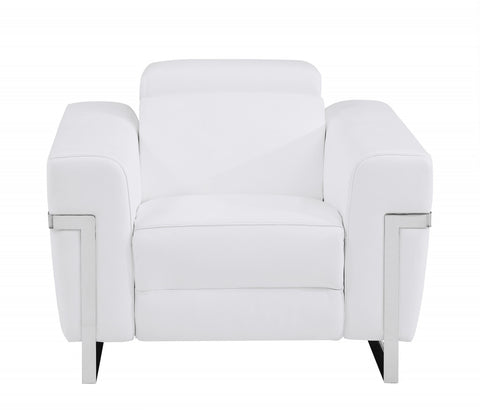 Image of HomeRoots 41" White Italian Leather Power Recliner Chair 482247