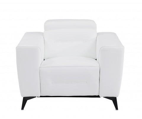 Image of HomeRoots 41" White Italian Leather Power Recliner Chair 482250