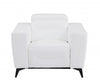 HomeRoots 41" White Italian Leather Power Recliner Chair 482250