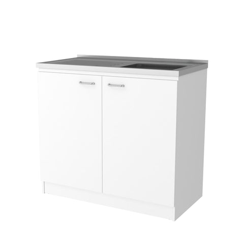 Image of HomeRoots 39" White Stainless Steel Accent Cabinet With Two Shelves 534992