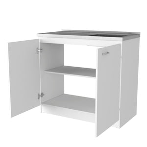 HomeRoots 39" White Stainless Steel Accent Cabinet With Two Shelves 534992