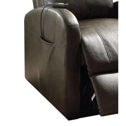 Image of Benzara Faux Leather Recliner Chair With Power Lift And Side Pocket, Dark Brown - BM154310