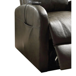 Benzara Faux Leather Recliner Chair With Power Lift And Side Pocket, Dark Brown - BM154310