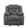 Benzara BM163888 Pillow-Padded Glider Recliner With Contrast Stitching, Gray