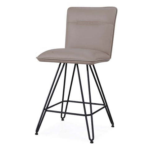 Image of Benzara Leather Counter Height Stool With Metal Hairpin Legs, Set Of 2, Taupe Brown And Black - BM187623