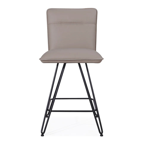 Image of Benzara Leather Counter Height Stool With Metal Hairpin Legs, Set Of 2, Taupe Brown And Black - BM187623