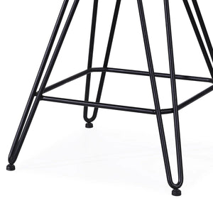 Benzara Leather Counter Height Stool With Metal Hairpin Legs, Set Of 2, Taupe Brown And Black - BM187623