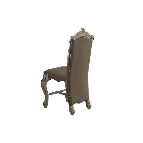 Image of Benzara Faux Leather Upholstered Wooden Counter Height Chair With Nail Head Trim, Gray And White, Set Of Two - BM191297