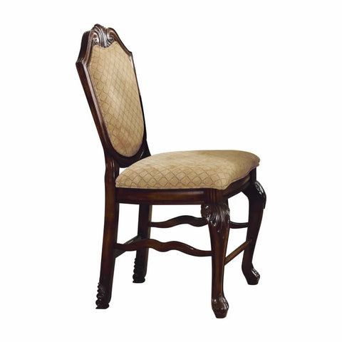 Image of Benzara Wooden Counter Height Chair With Fabric Upholstered Seat And Back, Brown And Beige, Set Of Two - BM191311