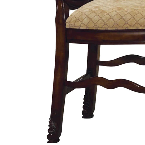 Image of Benzara Wooden Counter Height Chair With Fabric Upholstered Seat And Back, Brown And Beige, Set Of Two - BM191311