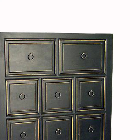 Image of Benzara Wooden Chest With 8 Drawers And 2 Door Cabinets, Antique Black - BM210123