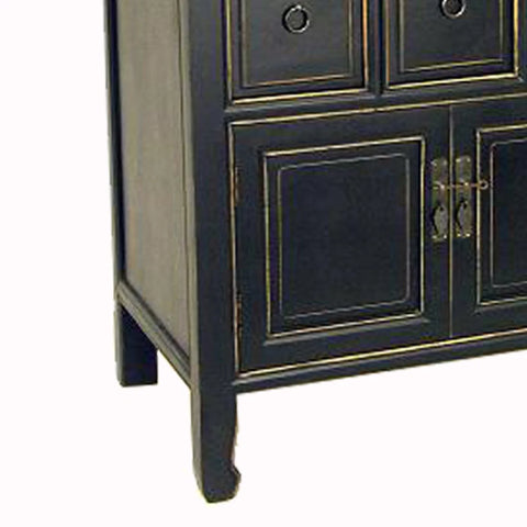 Image of Benzara Wooden Chest With 8 Drawers And 2 Door Cabinets, Antique Black - BM210123