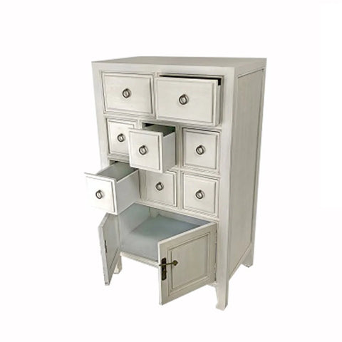 Image of Benzara Wooden Chest With 8 Drawers And 2 Door Cabinets, White - BM210154