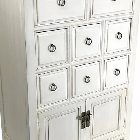 Image of Benzara Wooden Chest With 8 Drawers And 2 Door Cabinets, White - BM210154