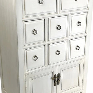 Benzara Wooden Chest With 8 Drawers And 2 Door Cabinets, White - BM210154