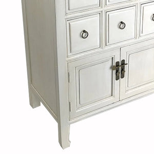 Benzara Wooden Chest With 8 Drawers And 2 Door Cabinets, White - BM210154