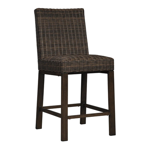 Image of Benzara Handwoven Wicker Frame Aluminum Barstool With Foam Seat In Set Of 2 In Brown - BM213362