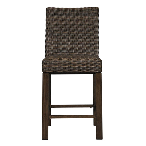 Image of Benzara Handwoven Wicker Frame Aluminum Barstool With Foam Seat In Set Of 2 In Brown - BM213362