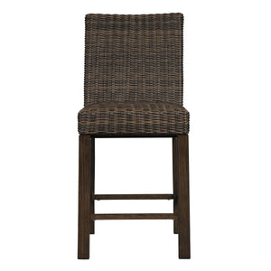 Benzara Handwoven Wicker Frame Aluminum Barstool With Foam Seat In Set Of 2 In Brown - BM213362