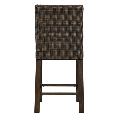 Image of Benzara Handwoven Wicker Frame Aluminum Barstool With Foam Seat In Set Of 2 In Brown - BM213362