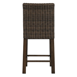 Benzara Handwoven Wicker Frame Aluminum Barstool With Foam Seat In Set Of 2 In Brown - BM213362