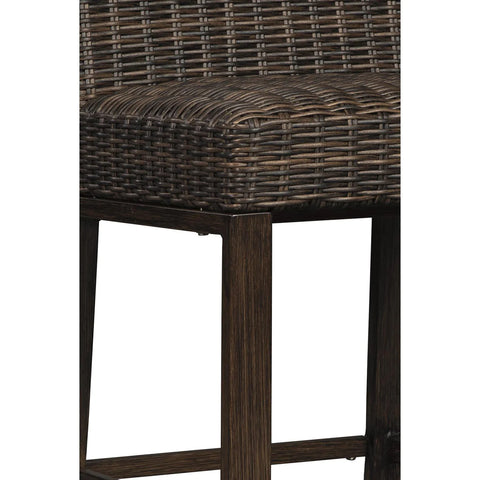 Image of Benzara Handwoven Wicker Frame Aluminum Barstool With Foam Seat In Set Of 2 In Brown - BM213362