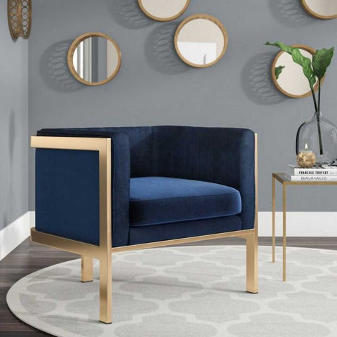 Image of Manhattan Comfort Paramount and Polished Brass Velvet Accent Armchair