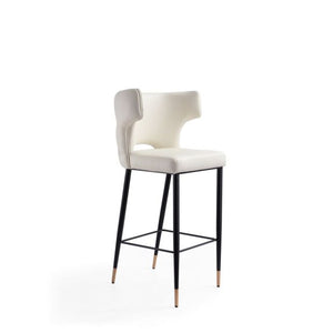 Manhattan Comfort Holguin 41.34 in. Black and Gold Wooden Barstool